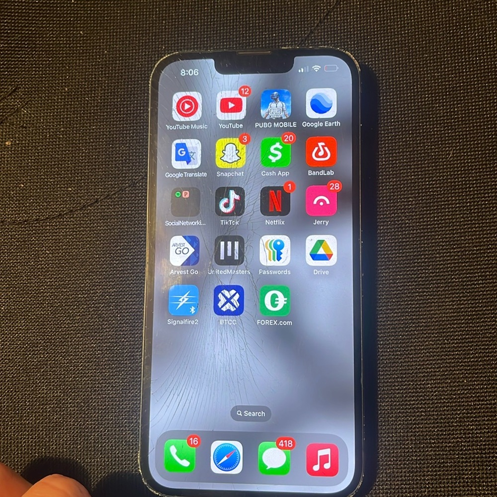 iPhone 14 w/ TikTok & CapCut pre-installed, screen cracked, rare software access